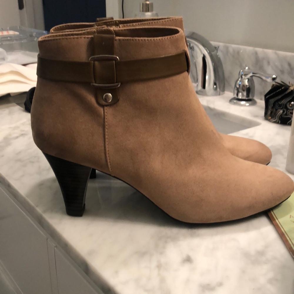 Tan suede booties